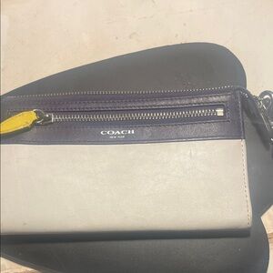 Coach purple and Cream Wristlet